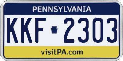 PA license plate KKF2303