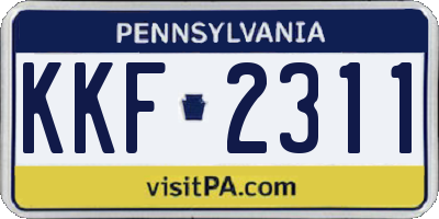 PA license plate KKF2311