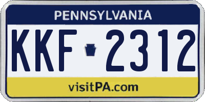 PA license plate KKF2312