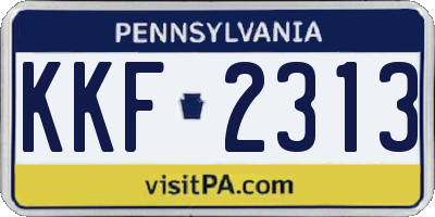 PA license plate KKF2313