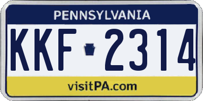 PA license plate KKF2314