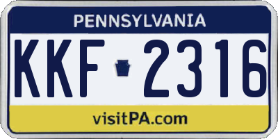 PA license plate KKF2316