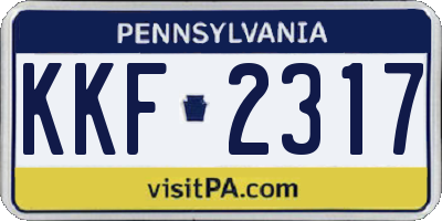 PA license plate KKF2317