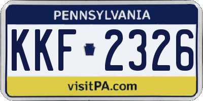 PA license plate KKF2326