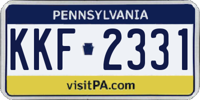 PA license plate KKF2331