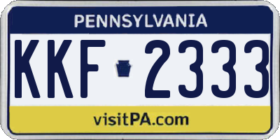 PA license plate KKF2333