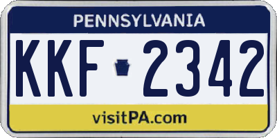 PA license plate KKF2342