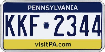 PA license plate KKF2344