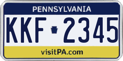 PA license plate KKF2345
