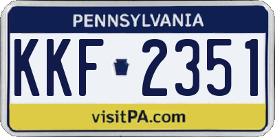PA license plate KKF2351