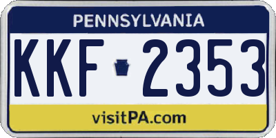 PA license plate KKF2353