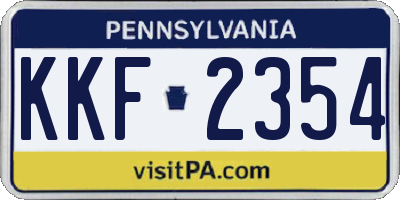 PA license plate KKF2354