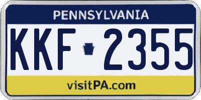 PA license plate KKF2355