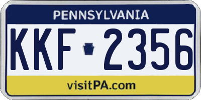 PA license plate KKF2356