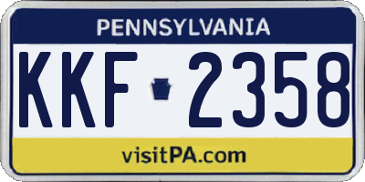 PA license plate KKF2358