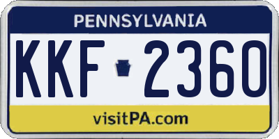 PA license plate KKF2360