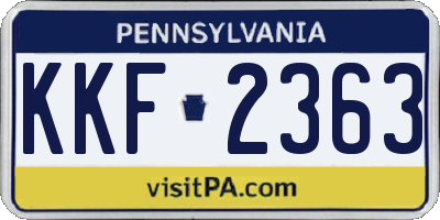 PA license plate KKF2363