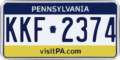 PA license plate KKF2374