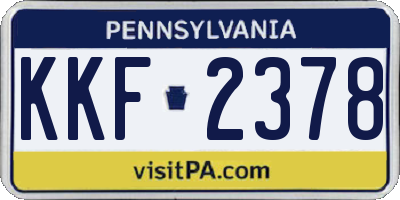 PA license plate KKF2378