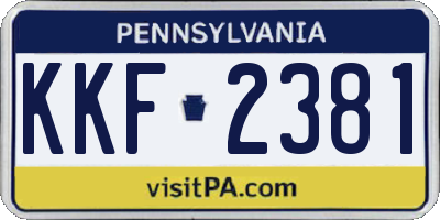 PA license plate KKF2381