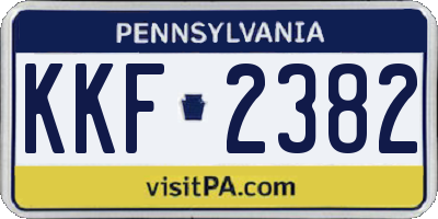 PA license plate KKF2382