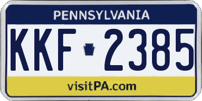 PA license plate KKF2385
