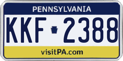PA license plate KKF2388