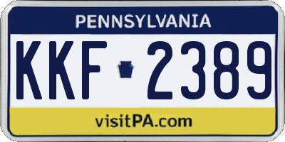 PA license plate KKF2389