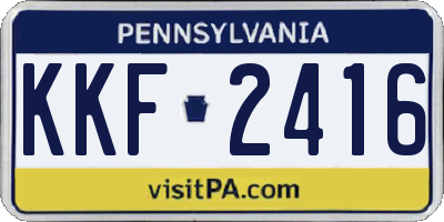 PA license plate KKF2416