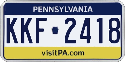 PA license plate KKF2418