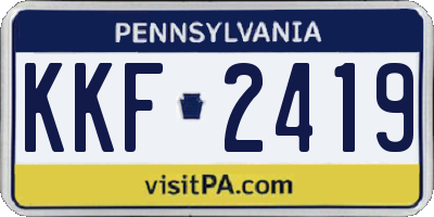 PA license plate KKF2419