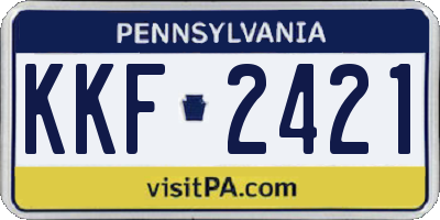 PA license plate KKF2421