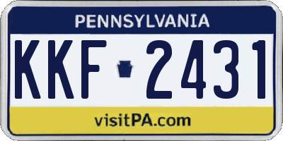 PA license plate KKF2431