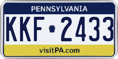 PA license plate KKF2433