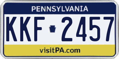 PA license plate KKF2457