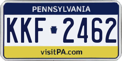 PA license plate KKF2462