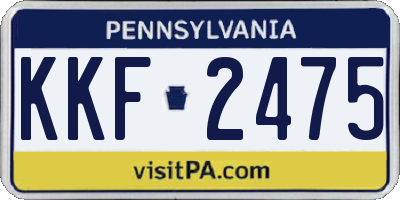 PA license plate KKF2475