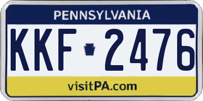 PA license plate KKF2476