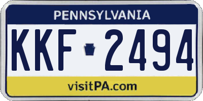 PA license plate KKF2494