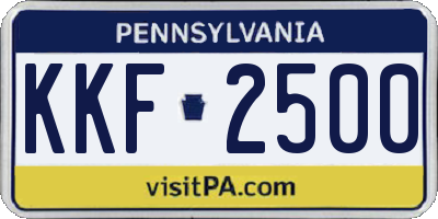 PA license plate KKF2500