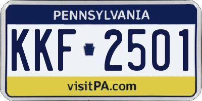 PA license plate KKF2501