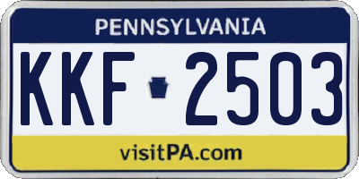 PA license plate KKF2503