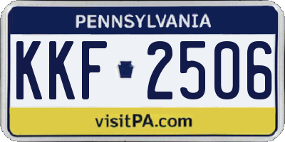 PA license plate KKF2506