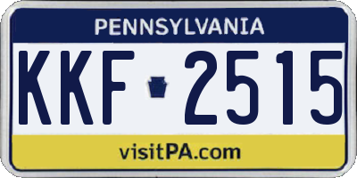 PA license plate KKF2515