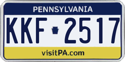 PA license plate KKF2517