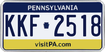 PA license plate KKF2518