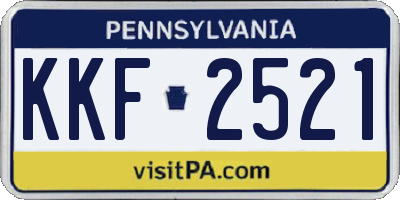 PA license plate KKF2521
