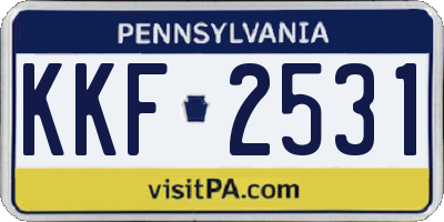 PA license plate KKF2531