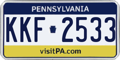 PA license plate KKF2533