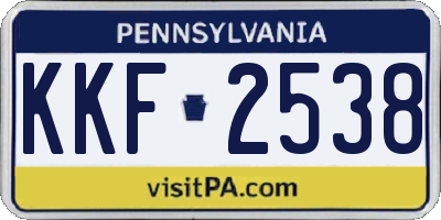 PA license plate KKF2538